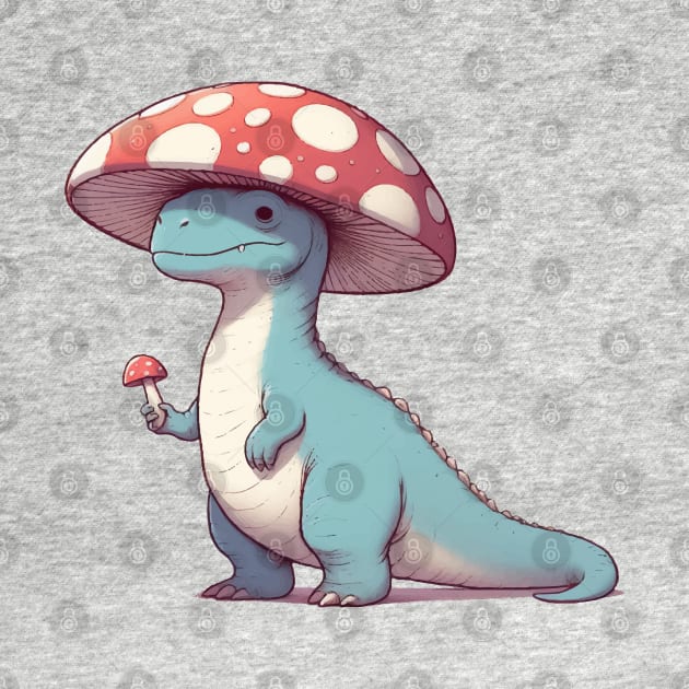 Cute simple Mushroom Hat Dinosaur Tyrannosaurus Rex by TomFrontierArt